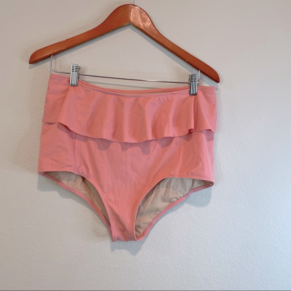 Kortni Jeane Pink Ruffle Top High Waisted Bikini Bottom